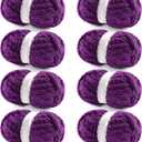 8 Pack Chunky Yarn for Hand Knitting - Chunky Chenille Blanket Yarn for Crocheting - Jumbo Fluffy Yarn for Crochet - Super Bulky Yarn 25 yds 7.7 oz Each Skein (Violet)