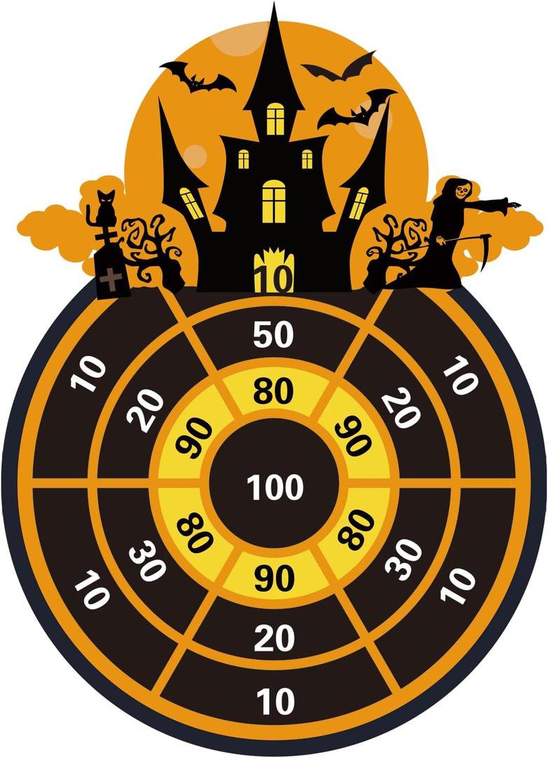Halloween Dart Board Game 26" with 12 Sticky Balls  Felt Halloween Toys for Kids & Family, Indoor Outdoor Halloween Party Games