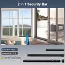 DIIG Sliding Door Security Bar, 17.7-50.5inch Heavy Duty Adjustable Sliding Patio Door Lock Bar with Rubber Tips,Diameter 1inch Window Security Bar for Home Apartment Travel Children Women (Black)