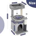 Cat Tree 32 Inches Small Cat Tower with Large Hammock Dia 15.7,Self Groomer, Fully Scratching Post, Removable Top Bed and Wide Hideway Condo for Indoor Cats-Gray