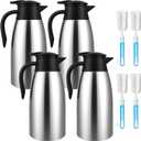 4 PCS 68 Oz Thermal Coffee Carafe with 4 PCS Brushes, SUS 304 Stainless Steel Double Walled Vacuum Insulated Coffee Carafes for Keeping Hot 12 Hours, Cold 24 Hours, Carafe for Hot Liquids, Beverages
