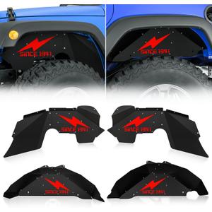 for Wrangler JK Front and Rear Inner Fender Liners Compatible with 2007-2018 Jeep Wrangler JK & JKU 2/4 Doors, Lightning Style Steel Back Wheel Well Cover Mud Guards Fender Flare Liners (4 PCS)