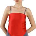 Skinny Silk Like Hair Scarf for Women Head Wrap Ribbon Handbag Neck Satin Scarves Gift Packed (Red)