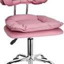 JOSTZHXIN Rolling Stool with Backrest, Home Office Rolling Stool Chair, Thickened Seat Cushion, Adjustable Height Swivel Chair for Nail Shop Salon Spa Massage Tattoo,Pink