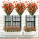 12 Bundles Artificial Flowers for Outdoor, Faux Silk Morning Glory Spring Summer Flowers for Outside Garden Planter Front Porch Yard Patio Window Box & Indoor Table Vase Home DecorOrange