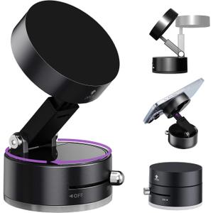 Vacuum Magnetic Phone Holder,Foldable Magnetic Suction Phone Mount,360 Rotation Car Phone Holder,Cell Phones Car Accessories,Hands-Free Phone Holders Suitable to Mirror,Gym,Kitchen (Black)