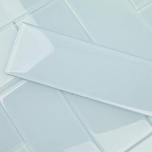Lovdeco Soft Blue Glass Subway Tile, Glass for Bathroom Kitchen Shower Backsplash Wall, 4 x 12 Inches, 4 Sq.Ft.