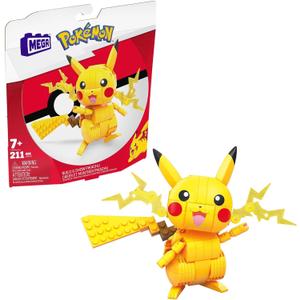 MEGA Pokmon Building Toys Set Build & Show Pikachu with 205 Pieces, Articulated and Poseable, 4 Inches Tall, for Kids