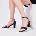 FW FRAN WILLOR Women Open Toe Low Chunky Short Heels Ankle Strap Block Heel Sandals Party Dress Wedding Pump Shoes, Size 39.5