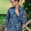 Arvilhill Mens St Patrick's Button Shamrock Clover Printed Long Sleeve Shirt (S-3XL) (Blue, XXXL)