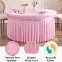 8 Pack Baby Pink Spandex Round Tablecloths for 72 inch Table, Wrinkle Free 132inch Stretchy Fitted 6FT Round Table Cloths Cover with Skirt for Wedding Party Dining Banquet Events
