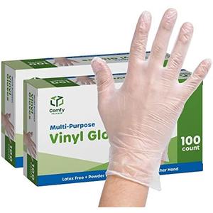 Comfy Package Disposable Vinyl Gloves, Powder Free, Latex Free, Clear Gloves for Cooking and cleaning , M