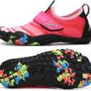 UBFEN Water Shoes for Kids Boys Girls Aqua Socks Barefoot Beach Sports Swim Pool Quick Dry Lightweight (B Black Pink 6 Big Kid)