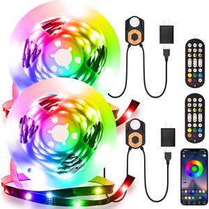 Motion Sensor LED Light Strip 19.68ft 3M*1 Sets Under Bed Lights |3 Modes |Music Sync |Timer | RGB Color Changing |Remote & App Control |Dimmable Motion Activated LED Night Light for Bedroom Cabinet