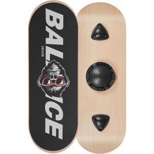 VEVOR Balance Board, 2-in-1 Wobble Board Trainer for Adults, Premium Wooden Balance Training Equipment, with Roller, Magnetic Stoppers, Storage Rack, for Core Workouts, Surf Trainer & Physical Therapy, 28 inch