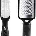 Fu Store 2 Pack Foot Files Callus Remover Stainless Steel Foot Rasp and Dual Sided Feet File Professional Scrubber Pedicure Tools Premium for Feet Care Remove Hard Skin, Black