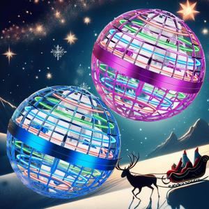 PRO STASH 2025 Upgraded Flying Orb Ball Toy with LED Lights, Cosmic Boomerang Hover Orb Ball for Kids & Adults, for Indoor/Outdoor Fun Cool Holiday Magic Toy, for Boys & Girls (Blue+Purple)