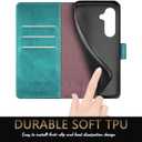 SUANPOT for Samsung Galaxy S24 Plus/S24+ Wallet case with RFID Blocking Credit Card Holder,Flip Book PU Leather Protective Cover Women Men for Samsung S24Plus Phone case Blue Green