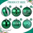 AceOrbit 24 Pcs Christmas Balls Ornaments 3.15 Inch Christmas Tree Ornaments Plastic Balls Elegance Modern Hanging Decoration for Xmas Tree Decorations(Green)