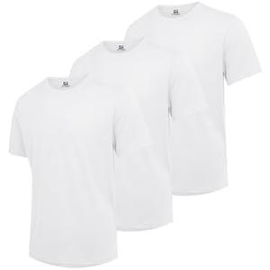 DOWMQ Mens T-Shirts Crewneck Cotton Tee Short Sleeve Classic Pullover Basic Summer Tops 3 Pack White, L