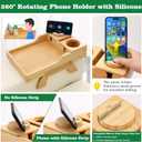 4 in 1 Bamboo Couch Arm Tray, 360 Rotated Adjustable Sofa Armrest Tray Table with Storage for Couches, Snacks & Drinks, Couch Armrest Table with Armchair Caddy Organizer for Living Room