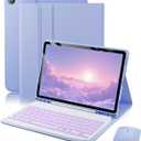 TUNKARMOR for iPad A16 11th / 10th Generation Case with Backlit Keyboard - 7 Color Change for iPad 10th Gen 2022 & 11th Gen 2025 A16 10.9/11 inch Cover - Built-in Pencil Holder with Mouse - Purple