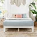 Mellow Naturalista Classic 12 Inch Solid Wood Platform Bed with Wooden Slats, Full, White