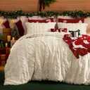 Bedsure Tufted Boho Comforter Set King Size - Beige Boho Bed Set, GentleSoft 3 Pieces Farmhouse Shabby Chic Embroidery Bedding, Gifts for Woman, Soft Jacquard King Comforter for All Seasons (01 - Beige - Elegant)