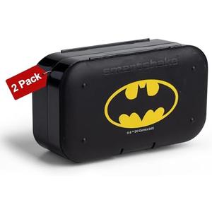 Smartshake DC Comics Pill Box Organizer (Pack of 2) Portable Size, BPA Free - Medicine Storage Box for Daily Use - 7-Day Portable Pill case for Travel, Vitamin, and Supplement (Batman)
