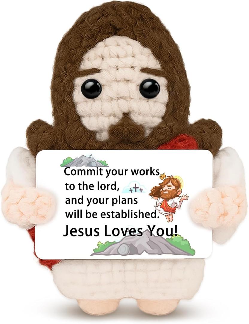 Jesus Plush Christian Desk Decor Christian Gifts For Women Mini Jesuss Figures spiritual Gifts For women Men Faith Religious Baptism Catholic Gift For Her Jesus Loves You Emotional Support Nuggets