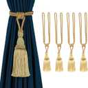BEL AVENIR 4 Pack Curtain Tiebacks Tassel Drapery Tie-Backs Rope Handmade Holdbacks Home Office Hotel Decorative (Gold)