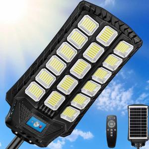 14000W Solar Street Lights Outdoor Waterproof, Solar Powered LED Flood Light Outside, Wide Angle Security Parking Lot Light Dusk to Dawn, Motion Sensor, Pole or Wall Mounted, Remote Control (Extra Large Light 1 Pack)