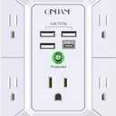 Wall Charger, Surge Protector, QINLIANF 5 Outlet Extender with 4 USB Charging Ports (4.8A Total) 3-Sided 1680J Power Strip Multi Plug Adapter Spaced for Home Travel Office (3U1C) (White)