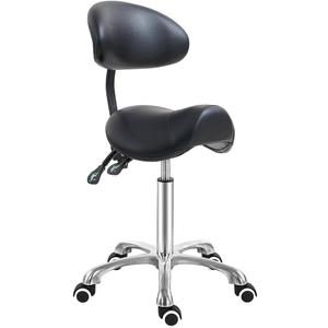 Saddle Stool Chair with Back Support, Ergonomic Esthetician Stool Chair for Salon Tattoo Spa Medical Dentist Clinic (with Backrest, Black), Adjustable Backrest