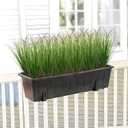 48 Bundles Artificial Plants Onion Grass Outdoor 17 Inch Tall Fake Shrubs Wheat Grass UV Resistant Greenery Stems Faux Bushes Plant for Indoor Outdoor Garden Office Home Decor（Green Red Tail）