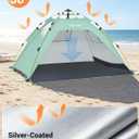 Glymnis Pop Up Beach Tent Sun Shade Shelter for 3-4 Person with UPF 50+, Lightweight & Easy Setup, Vent Windows & Zippered Door, Extended Floor Family Instant Beach Tent, 84.6 x 66.9 x 45.2"