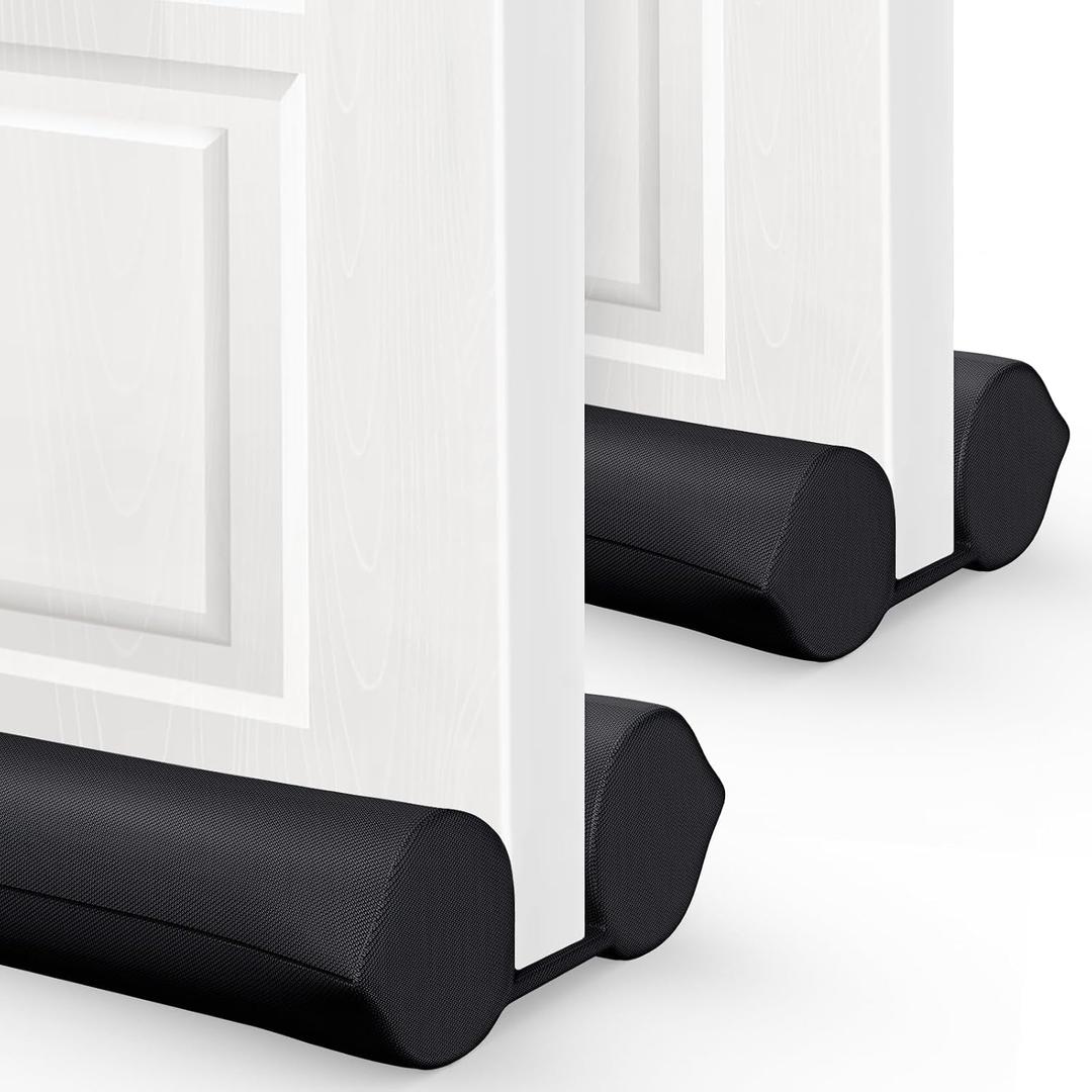 2 Pack Under Door Draft Stopper - Bottom Door Gap Filler & Seal - Fits 30 to 36 Door, Block Cold Air, Noise, Sound, Bugs, Dust, Easy to Install, Double Side Block, No Adhesive, Black