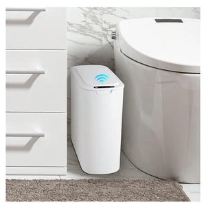 Cesun Automatic Motion Sensor Bathroom Trash Can with Lid, 2.6 Gallon Touchless Trash Bin, Smart Plastic Slim Garbage Can Small White Wastebasket for Toilet, Office, rv, Bedroom, Living Room