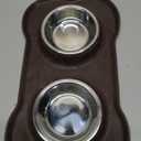 Hubulk Pet Dog Bowls 2 Stainless Steel Dog Bowl with No Spill Non-Skid Silicone Mat + Pet Food Scoop Water and Food Feeder Bowls for Feeding Small Medium Large Dogs Cats Puppies (Small, Chocolate)