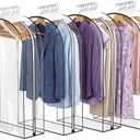 3 Pack Full Clear Garment Bags with Side Zipper, 40" Clothes Covers with 10" Gusset, Transparent Hanging Suit & Coat Covers for Closet Storage, Jackets, Dresses, Windbreakers