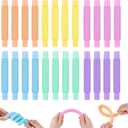 24 Pcs Easter Basket Stuffer Pop Tubes, Sensory Fidget Toys Party Favors for Kids 8-12, Classroom Prizes Gifts Anxiety Goodie Bag Travel Toys for Car Airplane, 12 Pcs Large & 12 Pcs Medium