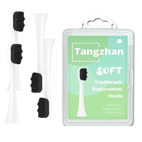 Soft Toothbrush Replacement Heads (4 Pack), Compatible with Philips Sonicare - Gentle for Sensitive Teeth & Gums, with Portable Box - Wave Bristles