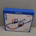 Toy Car Track Gift Set for Boys Kids Age 3-5 4-7 8-12, Long Race Tracks with 4 Action Loops and 4 High-Speed Slot Die-Cast Race Cars, 35+ Pieces Race Tracks to Create Multiple Configurations