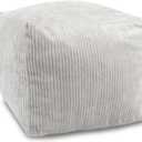 Sexysamba Square Corduroy Pouf Cover Only, 20"x 16" Unstuffed Decorative Ottoman Foot Stool Rest, Washable Storage Bean Bag Chair Floor Pouf Covers for Living Room Bedroom, Grey