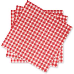 Gatherfun Disposable Red and White Gingham Paper Napkins (Pack of 50) (1-Red Plaid)