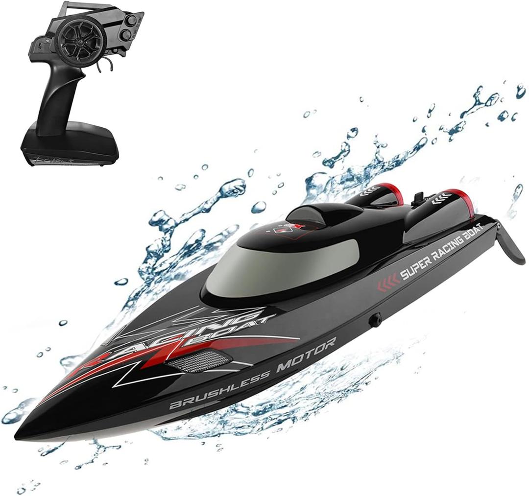 GoolRC WLtoys WL916 Remote Control Boat, 60KM/H High Speed RC Racing Boat for Pools or Lakes, 2.4GHz RC Boats with Low Battery Alarm for Teens and Adults, 46.7cm x 14cm x 13cm