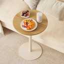 Round Side Table, C Shaped End Table for Small Spaces, Snack Sofa Table for Couch, Modern Accent Night Stand with Metal Leg for Living Room, Bedroom, Corners and Office(Rustic Oak), 15.75" x 11.81" x 24.61"