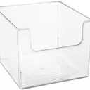 mDesign Square Plastic Toy Storage Organizer Bin with Labels - Open Front Container Boxes for Organizing Drawers, Dressers, Cubbies or Closet - Ligne Collection - Includes 4 Bins + 24 Labels - Clear (10 x 10 x 8 (Pack of 4))