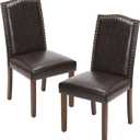 Yapamar Modern Armless Dining Chairs with Upholstered Fabric,Nailhead Trim and Wood Legs- Black