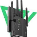 WiFi Extender, Long Range WiFi Repeater, WiFi Range Extender, Covers Up to 12880 Sq.ft, Easy Set Up for Home, WiFi Extender Signal Booster, Dual Band Wireless Booster (Black-05)